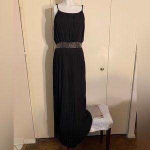 Black pleated maxi dress, size S